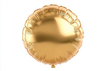 Shiny gold foil circle balloon on solid white background, sleek and modern celebration decor
