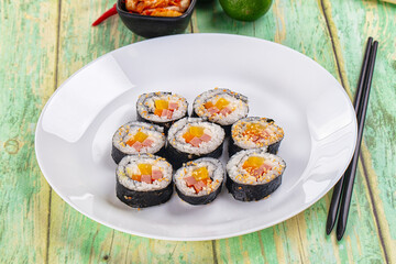 Koream homemade roll Kimbap with nori seaweed
