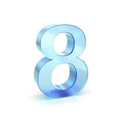 3d rendered blue number eight isolated on a white background for design and visuals