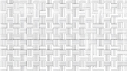 Minimalist monochromatic pattern of interwoven rectangular shapes with thin, evenly-spaced lines forming a grid-like structure. Subtle contrast between light, almost white background and slightly dark