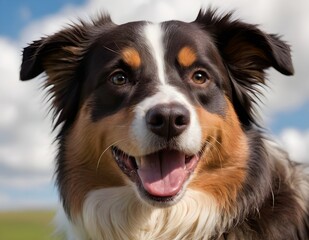 Fototapeta premium closeup of a australian shepherd smiling