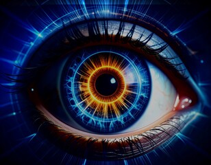 Close-up of a stylized eye with futuristic design