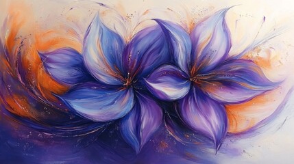 Obraz premium Purple And Blue Glitter Flowers Painting
