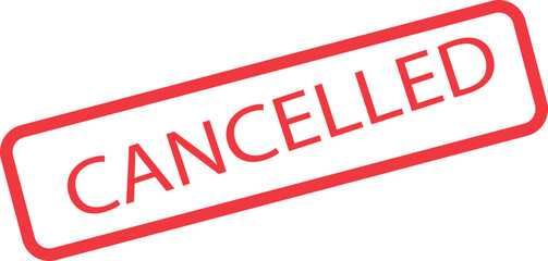 Cancelled stamp label icon isolated on white background cancelled red text stamp document free shipping stamp