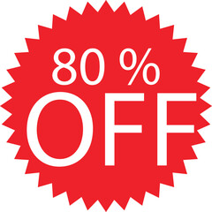 80 off sale label symbol . 80 off discount sticker discount label on white background red discount starburst,80% off text vibrant red and white colors