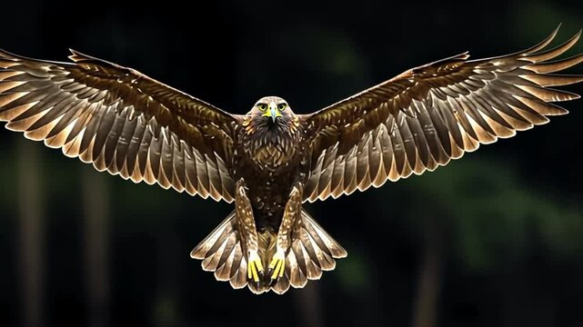 an eagle flying on a black background footage