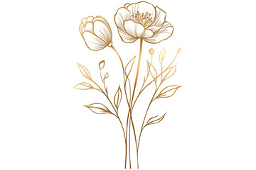 Elegant Golden Floral Design Dried flowers in beige tones Golden Floral Illustration Vintage Dried Flower Illustration Neutral Botanical Dried Flower Composition
