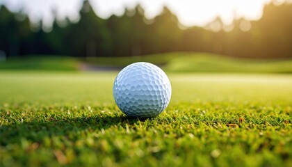Obraz premium Golf Ball on Green: A Perfect Putt Awaits