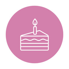 Delicate birthday slice with a candle icon illustration element