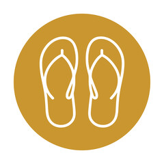 Flipflops in sunny yellow circle icon illustration element