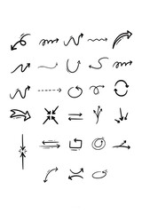 Collection of HandDrawn Arrows Diverse Styles and Directions. Vector Illustration