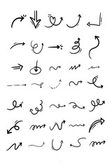 HandDrawn Arrow Collection Diverse Styles and Directions in Black Ink. Vector Illustration