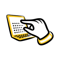 laptop with hands finger direction