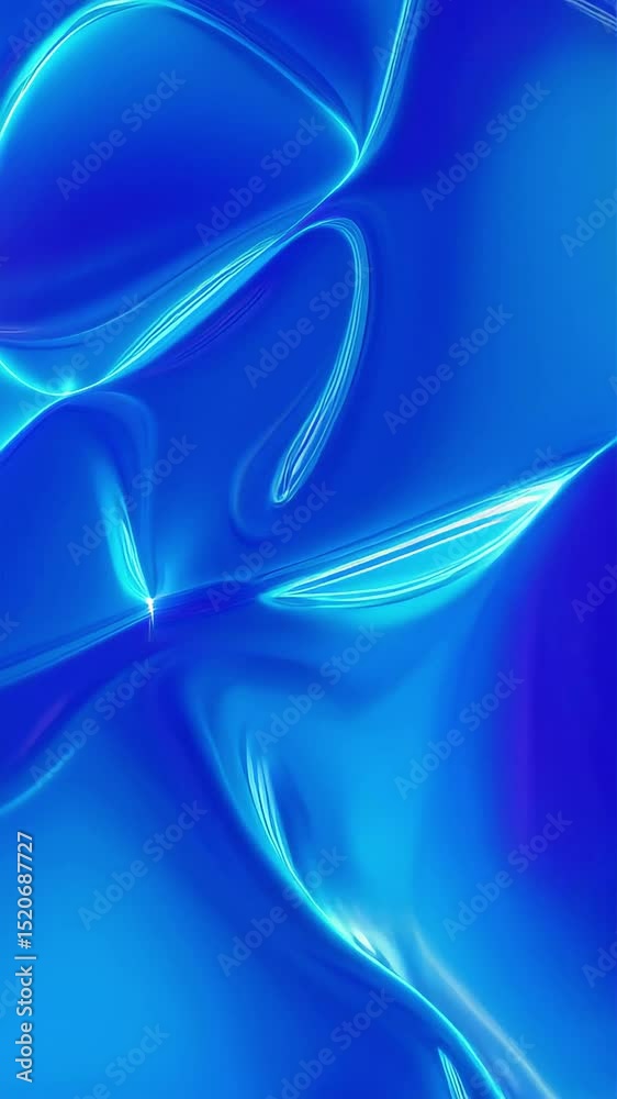 Poster abstract blue liquid motion: glowing waves and dynamic flow
