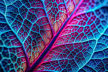 Vibrant Leaf Veins A Microscopic Journey into Nature's Intricate Design