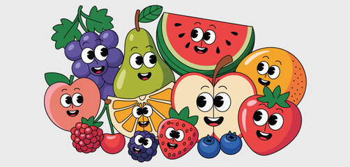 Happy Cartoon Fruits Collection for Kids