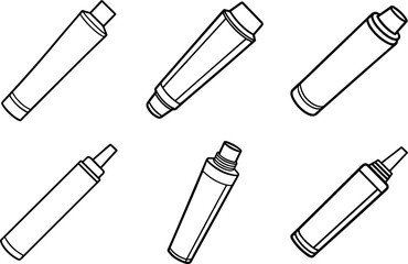 Set of Concealer Tube Outline Vector Illustration, Line Art