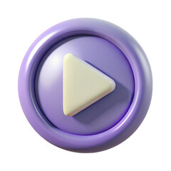 3d play button icon purple and white isolated on transparent background