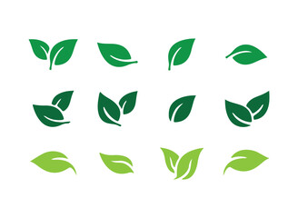Green leaves plant eco logo symbol. Leaf icon set.  Collection green leaf. Vector illustration eps 10
