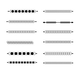 set of vector black and white borders