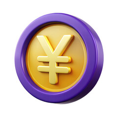 Obraz premium 3d render of yen currency symbol isolated on transparent background