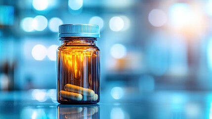 Close-up of a single prescription pill bottle with medical price tags, healthcare and pharmacy concept, medicine and treatment, medical care and drugstore essentials.
