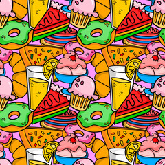 colorful food seamless pattern design background