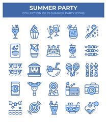 Naklejka premium Summer Party Icons. A vibrant collection of 25 summer party icons