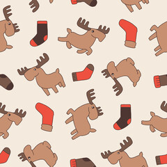 Moose Animal Sock Pattern Vector Illustration Seamless for Background Wallpaper Packaging Cover