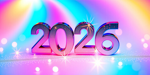 A Macro Photography Detail representation of happy new year with text '2026'. Theme: Elegant Luxury. Mood: playful and whimsical. Features glowing runes elements. Stock image...