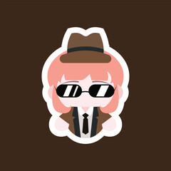 Colored Chibi Detective Cartoon Illustration