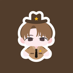 Colored Chibi Sheriff Cartoon Illustration