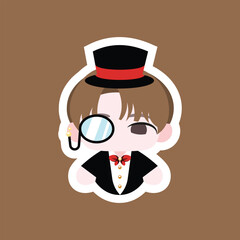 Colored Chibi Magician Cartoon Illustration