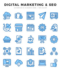 Set of Digital Marketing & SEO Icons Two Color icons collection.
