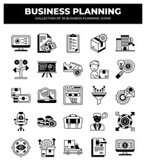 Collection of 25 Business Planning Icons: Strategy. Management. Marketing. Finance. and Sales