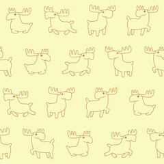 Outline Vector Moose Pattern Illustration Seamless for Wallpaper Background Cover Packaging