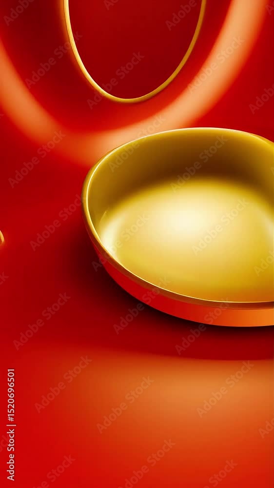 Poster Abstract Red and Gold Curving Forms Dynamic Visual