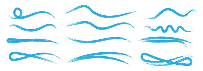 Line brush marker scribble sketch underline. Blue pencil strokes isolated. Crayon or marker scribbles. Brush strokes lines collection. Vector illustrator