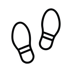 This clean, minimalist vector graphic features two distinct shoe prints, outlined in black against a white background.