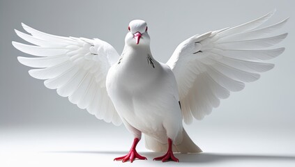 Elegant White Dove with Outstretched Wings Symbolizing Peace and Freedom Concept