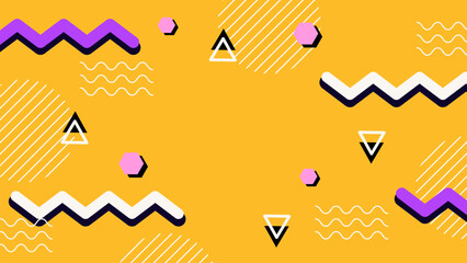 Colorful Abstract Memphis Geometric Shapes on Background