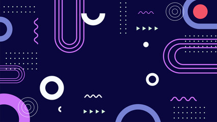 Colorful Abstract Memphis Geometric Shapes on Background