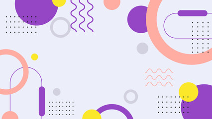 Colorful Abstract Memphis Geometric Shapes on Background