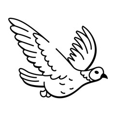 A doodle style icon of quail flying

