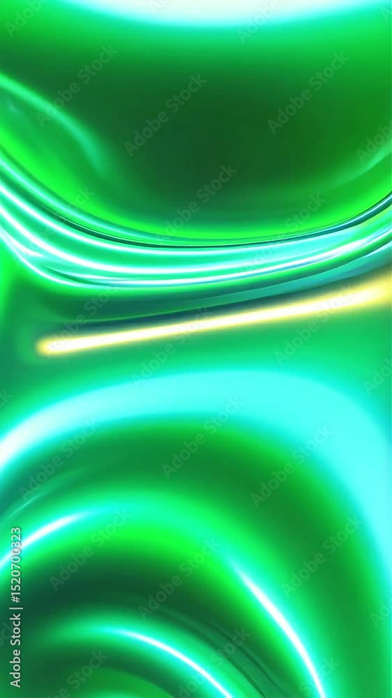 Poster abstract green fluid motion: dynamic light and color shifts