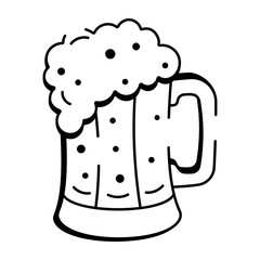 A doodle style icon of beer mug
