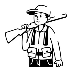 A doodle style icon of male hunter
