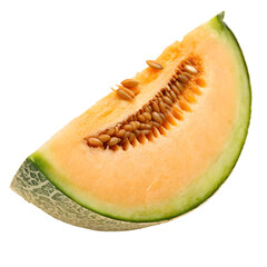 A cantaloupe wedge isolated on a transparent background
