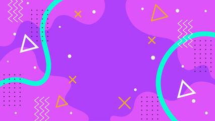 Colorful Abstract Memphis Geometric Shapes on Background