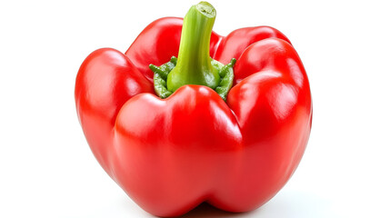 Red bell pepper and vibrant paprika isolated on white, a healthy and fresh sweet vegetable